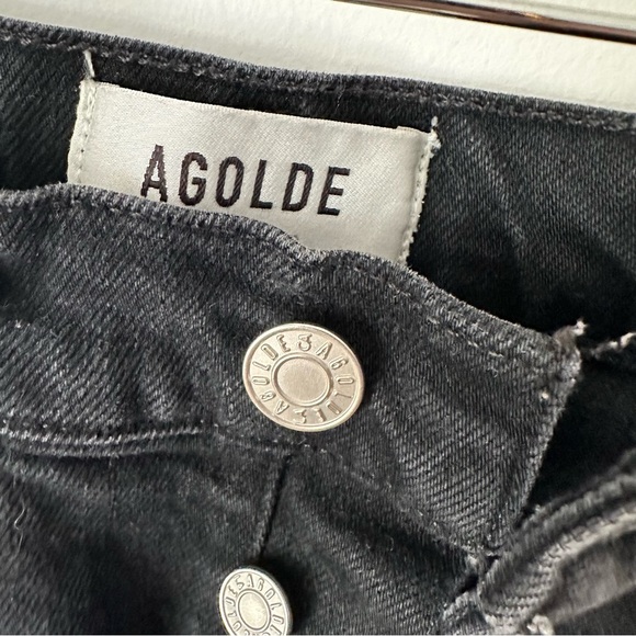 Sz 24 Aritzia AGOLDE Riley High Waisted Straight Leg Jeans in Black, 25” inseam - Picture 3 of 8